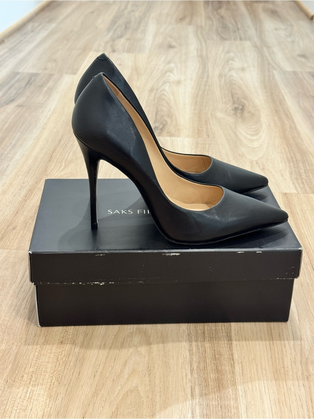 Saks Fifth Avenue Black Pointed-Toe Stiletto Pumps